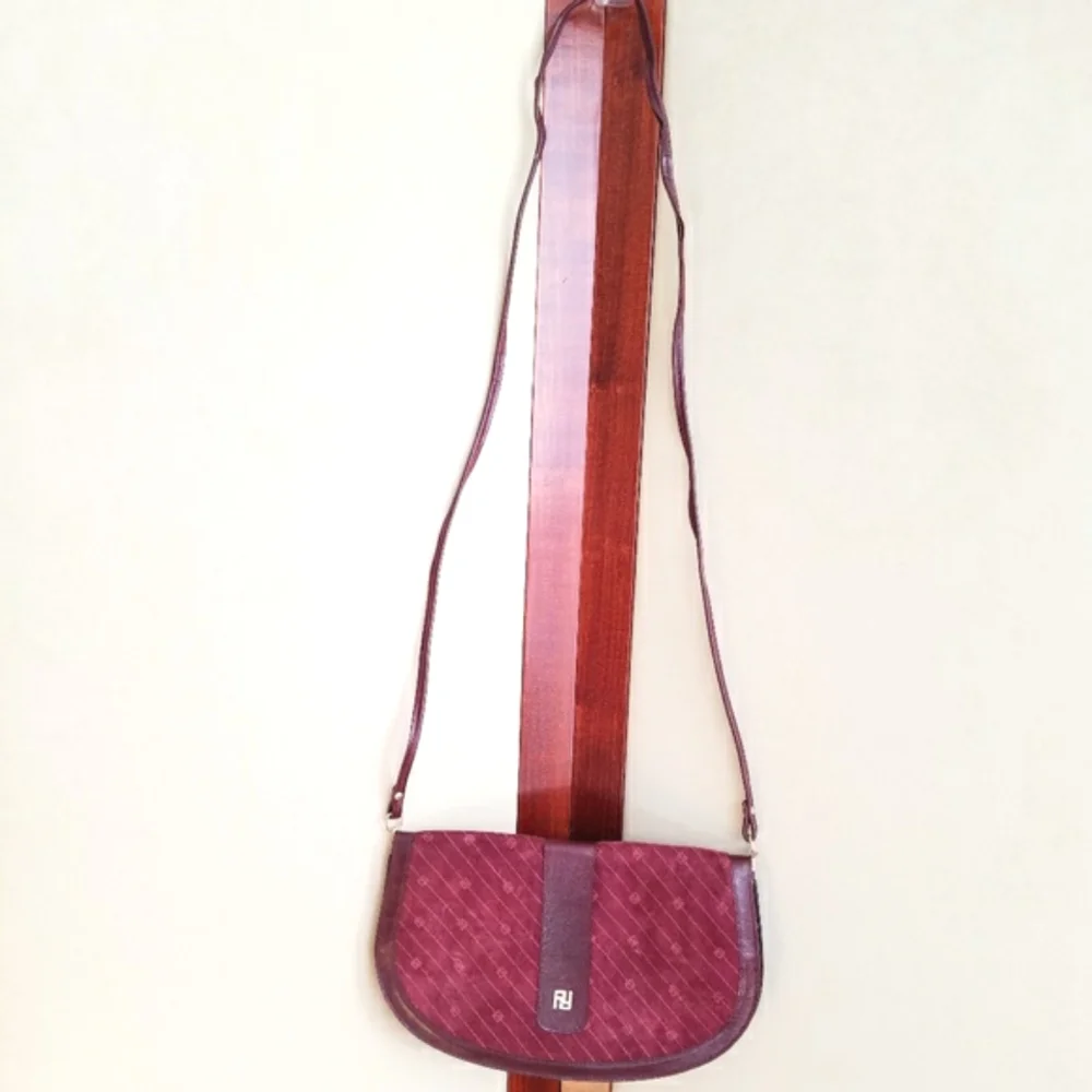 Vintage Peruzzi Italian Leather Suede Curved Bag Purse